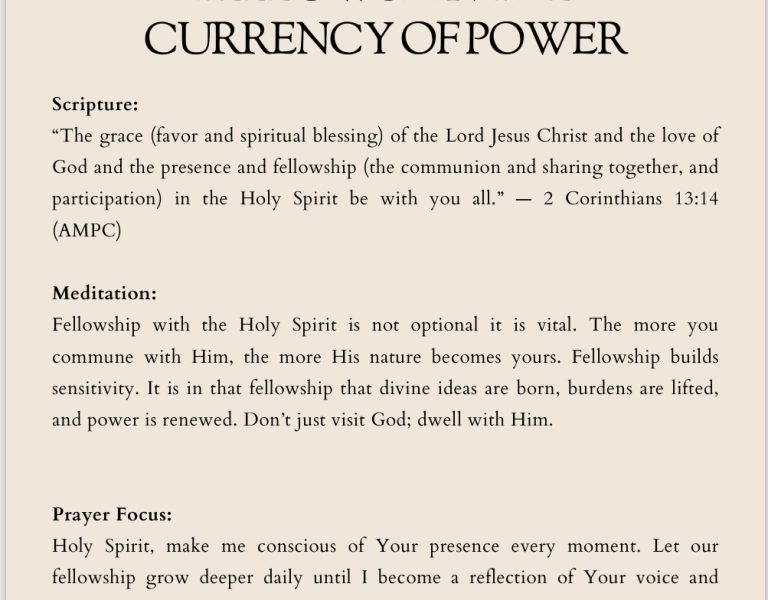 FELLOWSHIP: THECURRENCY OF POWER